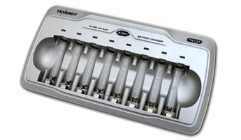 Tenergy TN145 8-Bay Timed Battery Charger for NiMH or NiCd, AA or AAA Batteries