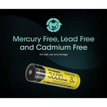 Nitecore NL1836HP 18650 3600mAh 3.6V Protected High Drain 8A Lithium Ion (Li-ion) Button Top Battery