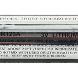 Streamlight 85177 CR123A 1400mAh 3V Lithium Primary (LiMNO2) Button Top Batteries - 12-Pack