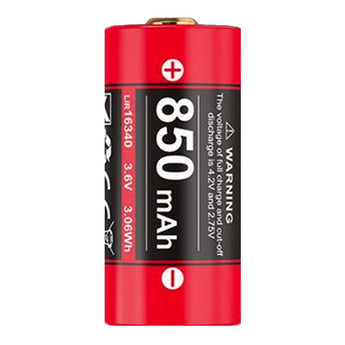 Klarus 16GT-85UR 16340 850mAh 3.7V High Discharge Protected Lithium Ion (Li-Ion) Button Top Battery with USB-C Charging Port