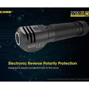 Nitecore HC35 Rechargeable LED Headlamp - 4 x CREE XP-G3 S3 - 2700 Lumens - Includes 1 x 21700