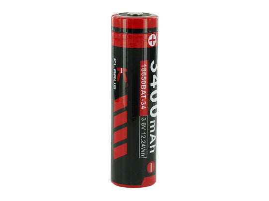 Klarus 18650 3400mAh 3.7V Protected Lithium (Li-ion) Button Top Battery - Retail Packaging