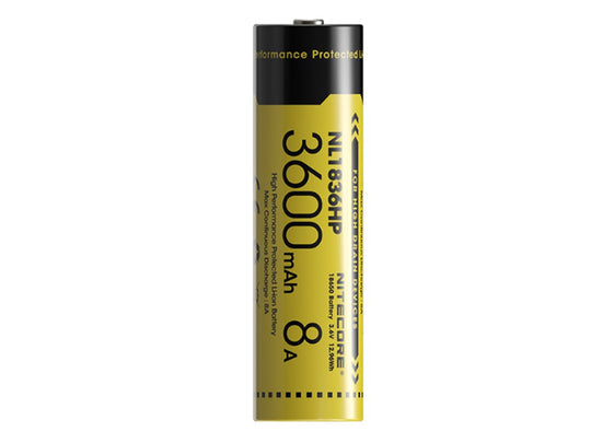 Nitecore NL1836HP 18650 3600mAh 3.6V Protected High Drain 8A Lithium Ion (Li-ion) Button Top Battery