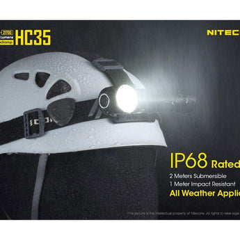 Nitecore HC35 Rechargeable LED Headlamp - 4 x CREE XP-G3 S3 - 2700 Lumens - Includes 1 x 21700