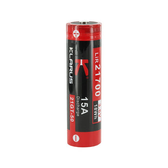 Klarus 21GT-50 INR 21700 5000mAh 3.6V Protected High-Drain 15A Lithium Ion (Li-ion) Button Top Battery