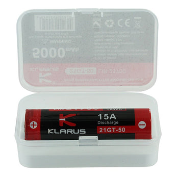 Klarus 21GT-50 INR 21700 5000mAh 3.6V Protected High-Drain 15A Lithium Ion (Li-ion) Button Top Battery