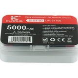 Klarus 21GT-50 INR 21700 5000mAh 3.6V Protected High-Drain 15A Lithium Ion (Li-ion) Button Top Battery