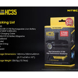 Nitecore HC35 Rechargeable LED Headlamp - 4 x CREE XP-G3 S3 - 2700 Lumens - Includes 1 x 21700