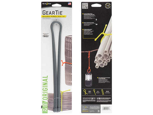 Nite Ize Gear Tie Reusable Rubber Twist Tie 24 in. - 2 pack - Charcoal