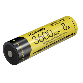 Nitecore NL1836HP 18650 3600mAh 3.6V Protected High Drain 8A Lithium Ion (Li-ion) Button Top Battery
