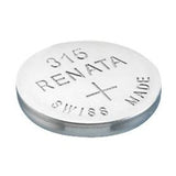 Renata 315 MP 19mAh 1.55V Silver Oxide Coin Cell Battery - 1 Piece Tear Strip, Sold Individually
