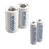 Panasonic Eneloop K-KJS2MCA-2BA AA 2000mAh 1.2V Low Self Discharge Nickel Metal Hydride (NiMH) Button Top Batteries with C Cell Spacers - 2 Pack Retail Card