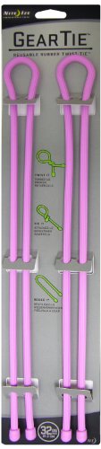 Nite Ize Gear Tie Reusable Rubber Twist Tie - 32-Inch - 2 Pack - Neon Pink (GT32-2PK-35)