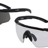 Wiley X Saber Advanced Changeable Sunglasses with High Velocity Protection - 2 Matte Black Frames Frame with Smoke Grey - Clear Lens Kit (307)