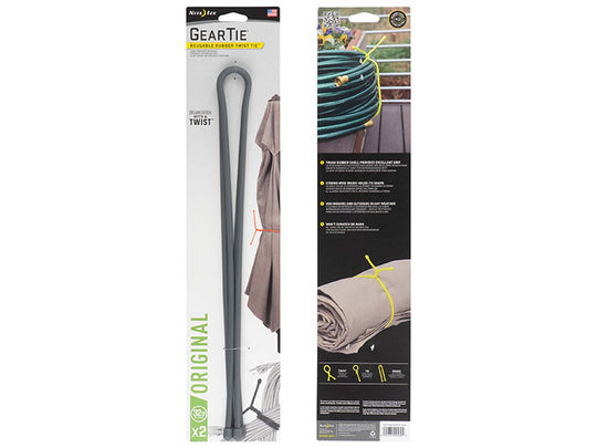 Nite Ize Gear Tie Reusable Rubber Twist Tie 32 in. - 2 pack - Charcoal
