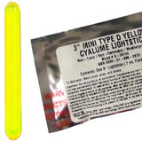 Cyalume 3-inch ChemLight Mini Light Sticks - Case of 25 - Individually Foiled - Yellow (9-28700PF)