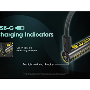 Nitecore NL1836R 18650 3600mAh 3.6V Protected Lithium Ion (Li-ion) Button Top Battery with Built In USB-C Charging Port