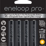 Panasonic Eneloop Pro BK-3HCCA-4BA AA 2550mAh 1.2V Low Self Discharge Nickel Metal Hydride (NiMH) Button Top Batteries - 4 Pack Retail Card