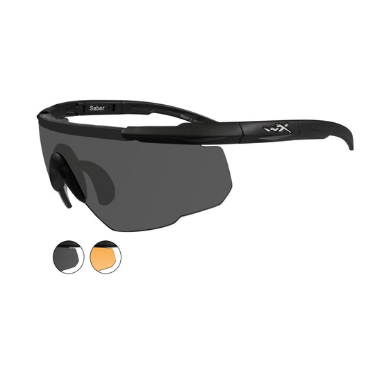 Wiley X Saber Advanced Changeable Sunglasses with High Velocity Protection - Matte Black Frame with Smoke Grey - Light Rust Lens Kit (306)