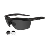 Wiley X Guard Changeable Sunglasses Rx Ready with High Velocity Protection - Matte Black Frame with Smoke Grey - Clear Lens Kit (4004)