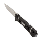 SOG Trident Elite Folding Knife - 3.7-inch Straight Edge, Clip Point - Satin Finish - Black Handle - Boxed (TF101-BX)