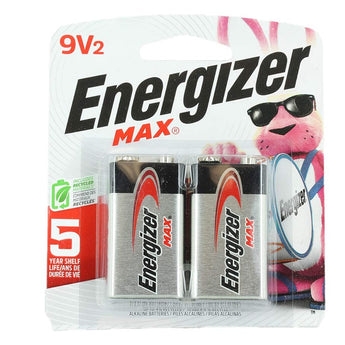 Energizer Max 522-BP-2 9V Alkaline Battery with Snap Connector - 2 Piece Retail Card