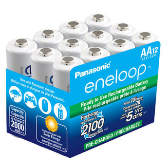 Panasonic Eneloop AA 2000mAh 1.2V Low Self Discharge Nickel Metal Hydride (NiMH) Rechargeable Batteries (BK-3MCCA12SA) - Box of 12
