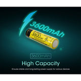 Nitecore NL1836HP 18650 3600mAh 3.6V Protected High Drain 8A Lithium Ion (Li-ion) Button Top Battery