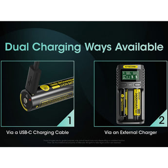 Nitecore NL1836R 18650 3600mAh 3.6V Protected Lithium Ion (Li-ion) Button Top Battery with Built In USB-C Charging Port