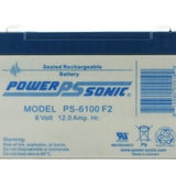 Power-Sonic AGM General Purpose PS-6100 12Ah 6V Rechargeable Sealed Lead Acid (SLA) Battery - F1 or F2 Terminal