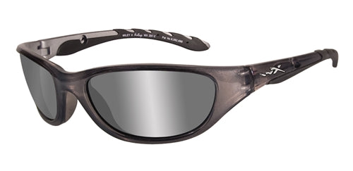 Wiley X AirRage Climate Control Sunglasses Rx Ready with High Velocity Protection - Crystal Metallic Frame with Polarized Silver Flash (Smoke Grey) Lenses (697)
