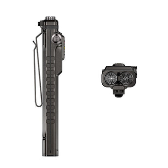 RovyVon Angel Eyes E90 USB-C Rechargeable EDC LED Flashlight - 3500 Lumens - 650nm Red Side Light - 365nm UV Side Light - Uses Built-in 3000mAh Li-ion Battery Pack - Gunmetal