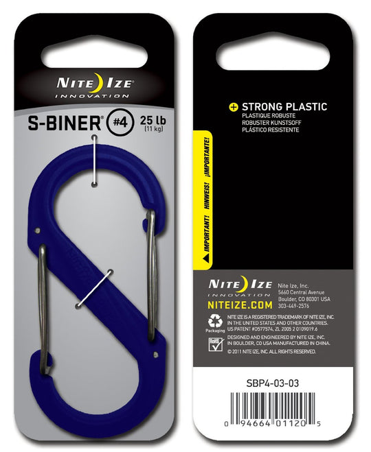 Nite Ize S-Biner SBP4-03-03 - Plastic Double-Gated Carabiner Clip - #4 - Blue