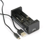 XTAR MC2 2-bay USB Portable Li-ion Battery Charger with Cable - Charges 18650, 18500, 14500, 16340, 26650