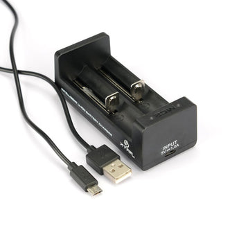 XTAR MC2 2-bay USB Portable Li-ion Battery Charger with Cable - Charges 18650, 18500, 14500, 16340, 26650