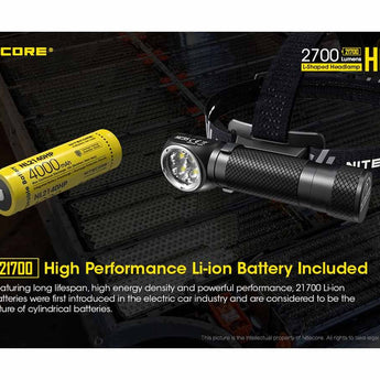Nitecore HC35 Rechargeable LED Headlamp - 4 x CREE XP-G3 S3 - 2700 Lumens - Includes 1 x 21700