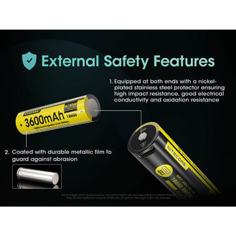 Nitecore NL1836R 18650 3600mAh 3.6V Protected Lithium Ion (Li-ion) Button Top Battery with Built In USB-C Charging Port