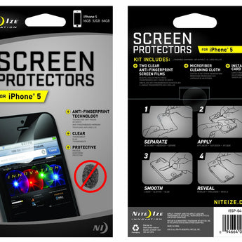 Nite Ize Clear Screen Protectors for iPhone 5 - 2 Pack (I5SP-04-2R8)