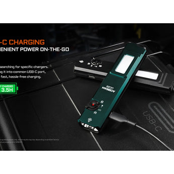 Acebeam UC25 All-in-One Flat Flashlight - Cool White, High-CRI, and UV Light - Green Laser - USB-C Rechargeable 3000mAh Li-Poly Battery - Black or Teal