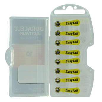 Duracell EasyTab battery packages on a white background