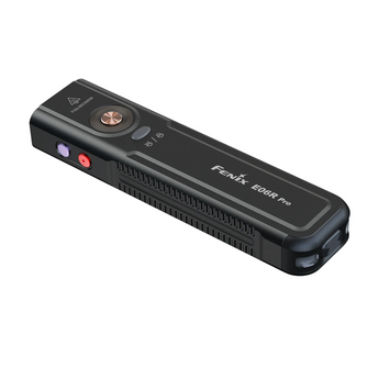 Black Fenix E06R Pro USB-C Rechargeable All-Purpose Flat Flashlight - Angled View