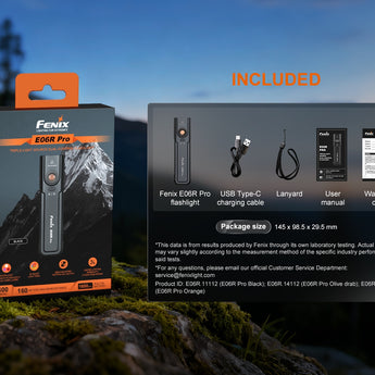Fenix E06R Pro USB-C Rechargeable All-Purpose Flat Flashlight - 1600 Lumens - Spot, Flood, UV & Red Laser - Multiple Colors Available