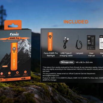 Fenix E06R Pro USB-C Rechargeable All-Purpose Flat Flashlight - 1600 Lumens - Spot, Flood, UV & Red Laser - Multiple Colors Available