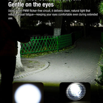 Lighting comparison between No PWM and PWM circuits on a dark street scene.