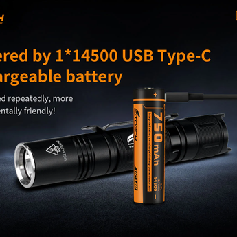 Fitorch EC10 V2.0 LED Flashlight - CREE XP-L - 1000 Lumens - Includes 1 x 14500 with Micro-USB Charging Port