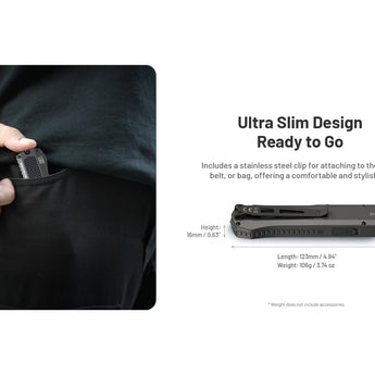 Nitecore EDC17 USB-C Rechargeable EDC Flashlight Informational Slide - Ultra Slim Design Ready to Go