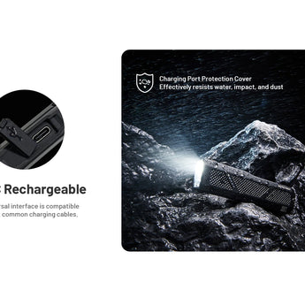 Nitecore EDC17 USB-C Rechargeable EDC Flashlight Informational Slide - USB-C Rechargeable