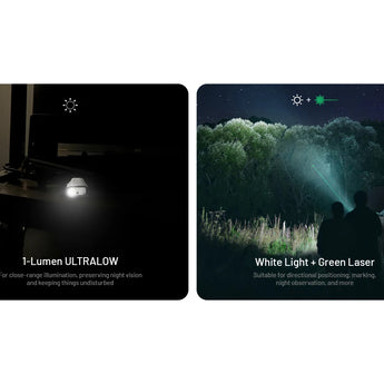 Nitecore EDC17 USB-C Rechargeable EDC Flashlight Informational Slide - 1 Lumen ULTRALOW, White Light + Green Laser