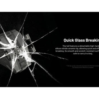 Nitecore EDC17 USB-C Rechargeable EDC Flashlight Informational Slide - Quick Glass Breaking