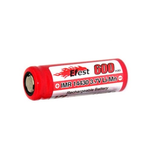 Efest 3538 IMR 14430 600mAh 3.7V Unprotected Lithium Manganese (LiMn2O4) Flat Top Battery - Boxed
